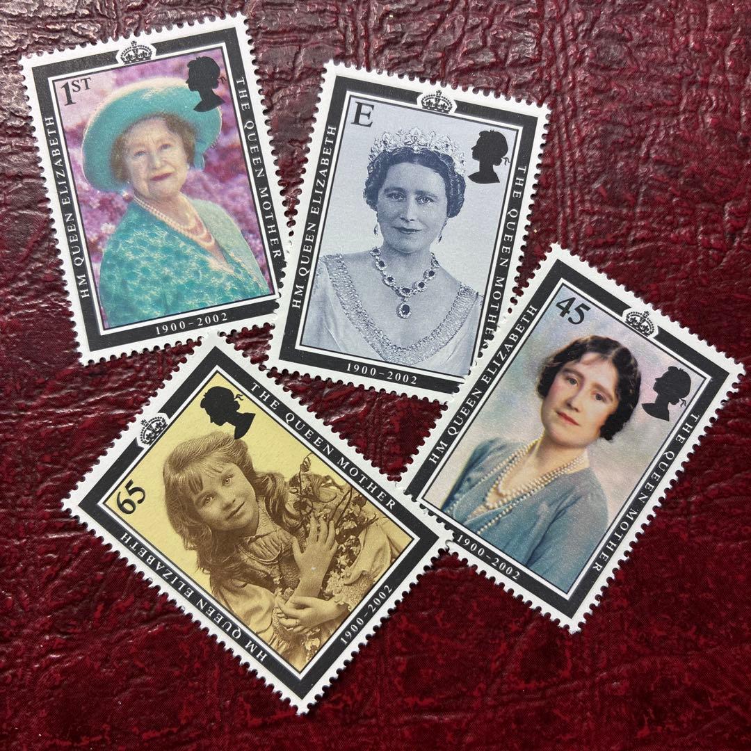 76852セール現品限 外国切手 イギリス発行クィーンマザー追悼4種揃