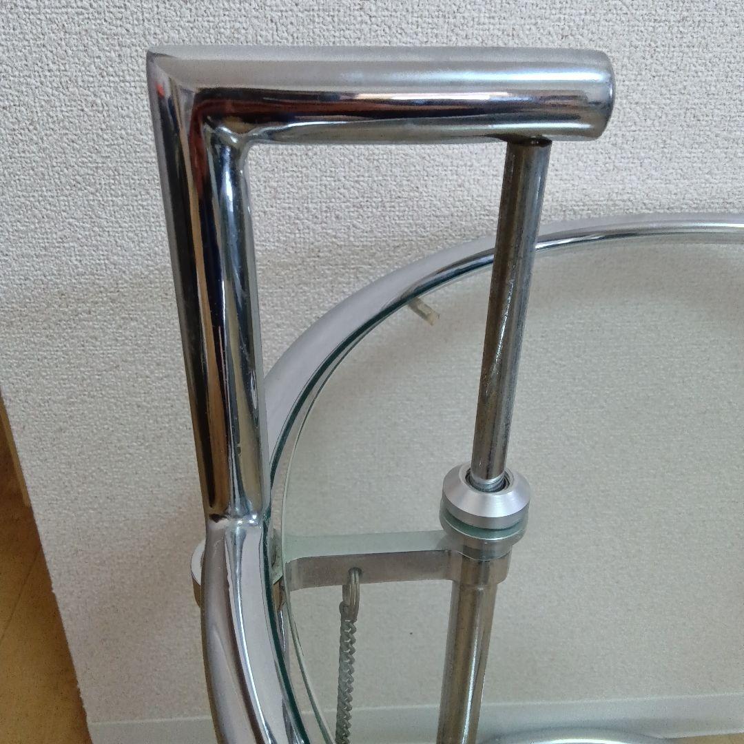 モダン ガラス天板 円形テーブル　円形ガラスサイドテーブル シルバーステンレス