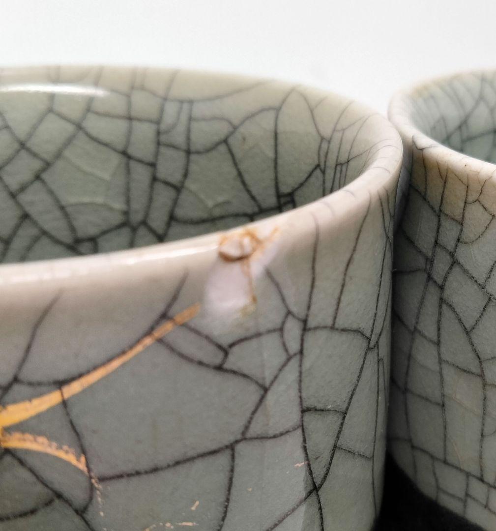 U154 相馬焼 湯呑 全6点 古相馬 走り馬 跳ね馬 高級時代煎茶