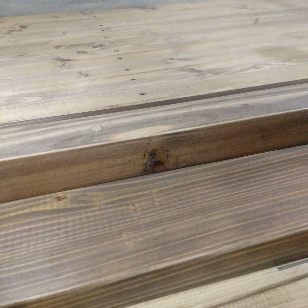 ※キズ有り　ハンドメイド木製ベンチ　幅100㎝　座面高45㎝　アンティークグレー