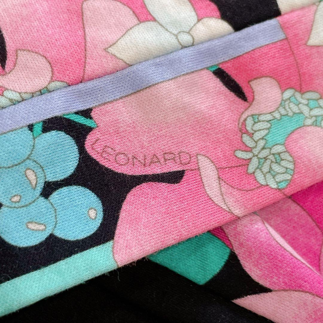 レオナール　ポロカットソー　近年モデル　襟付き　サイドスリット　黒　日本製　XL