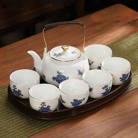 青い花模様 中国茶器セット 28青色花柄陶磁器茶碗2個セット 28