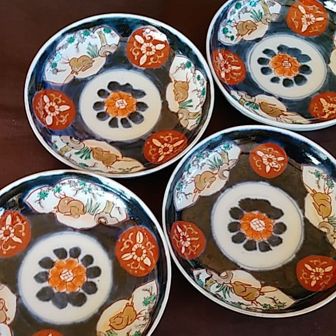 古伊万里 染錦 時代物 小皿 色絵 骨董 アンティーク