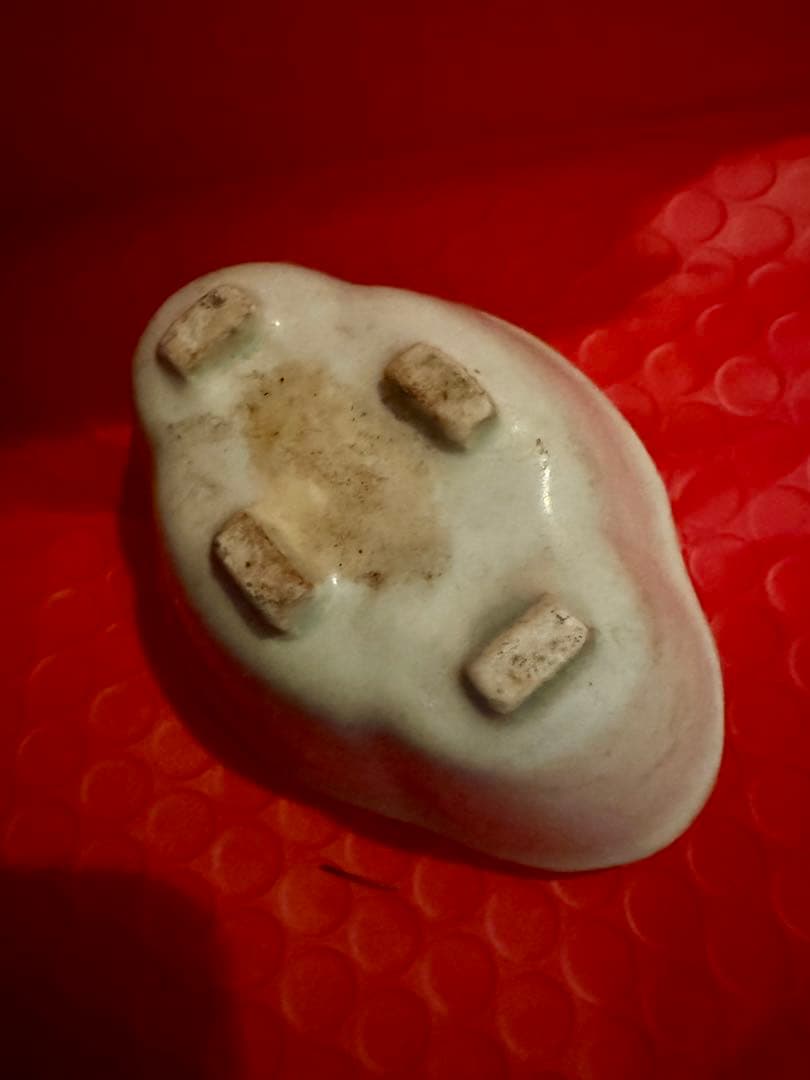 花街のお宝　青磁花彫刻 溝がある香立　香道　茶道具　江戸期アンティーク　骨董美術