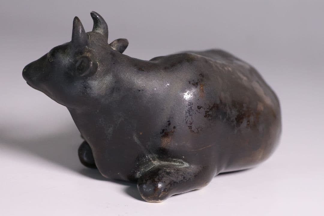 古銅 牛 置物 658g 金工 銅製 時代【MA831】