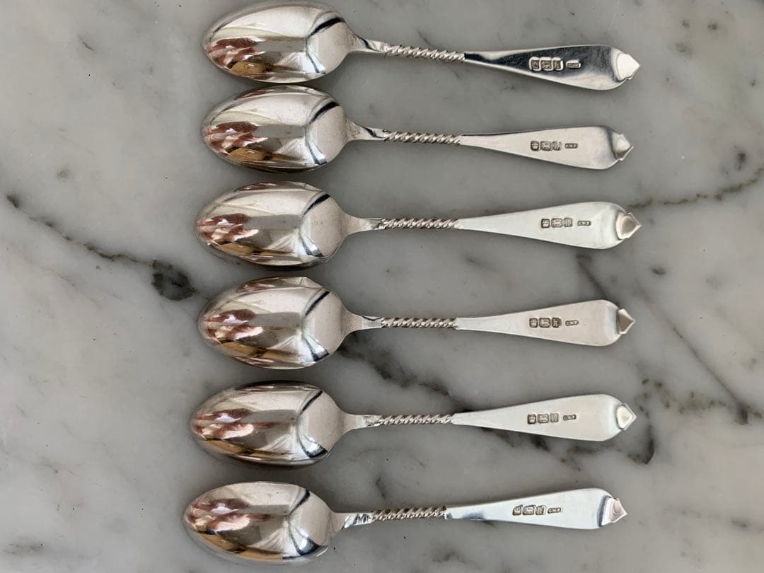 純銀アンティークティースプーン6本セット1902年英国シルバー