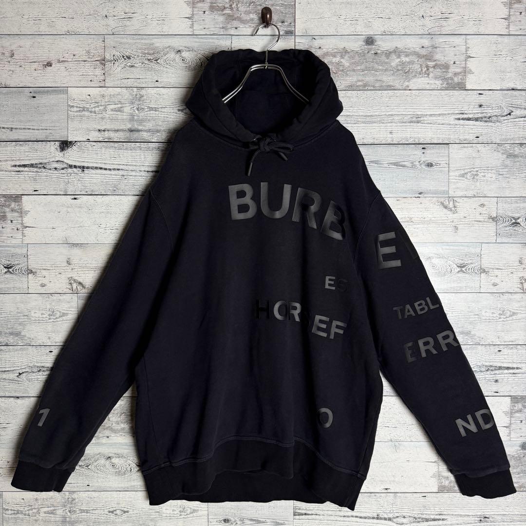 【希少XLサイズ】バーバリー☆ ホースフェリー ビッグロゴ パーカー ブラック.