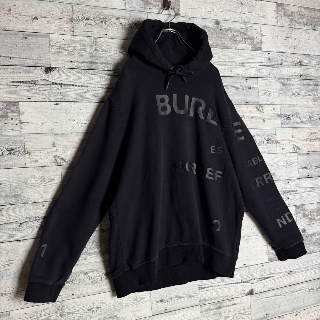 【希少XLサイズ】バーバリー☆ ホースフェリー ビッグロゴ パーカー ブラック.