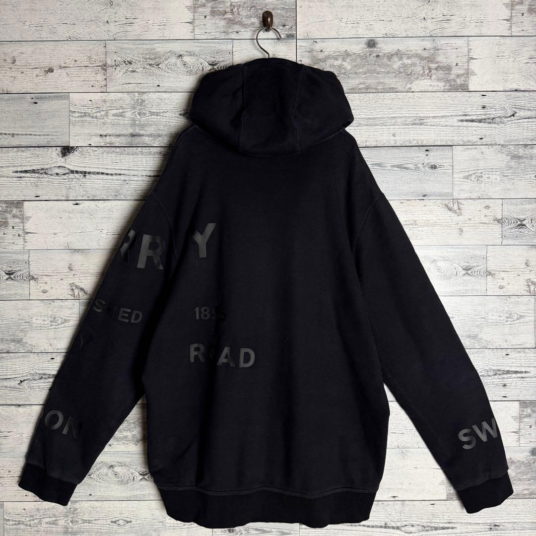 【希少XLサイズ】バーバリー☆ ホースフェリー ビッグロゴ パーカー ブラック.