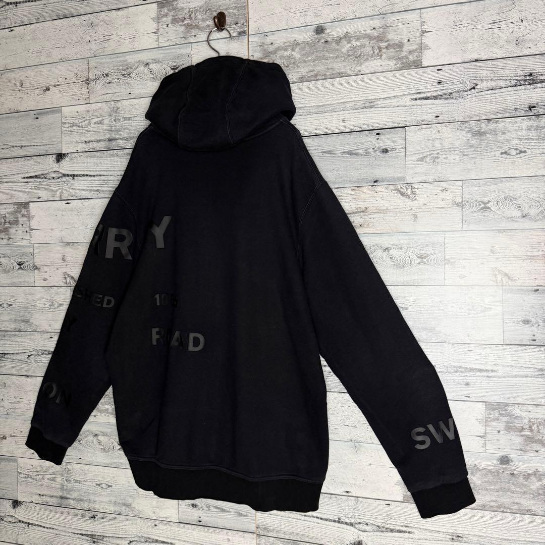 【希少XLサイズ】バーバリー☆ ホースフェリー ビッグロゴ パーカー ブラック.