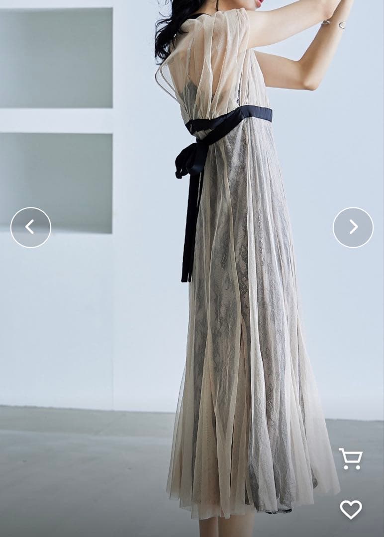 niana ニアナ　チュールレイヤードレースキャミワンピドレス　オケージョン　M