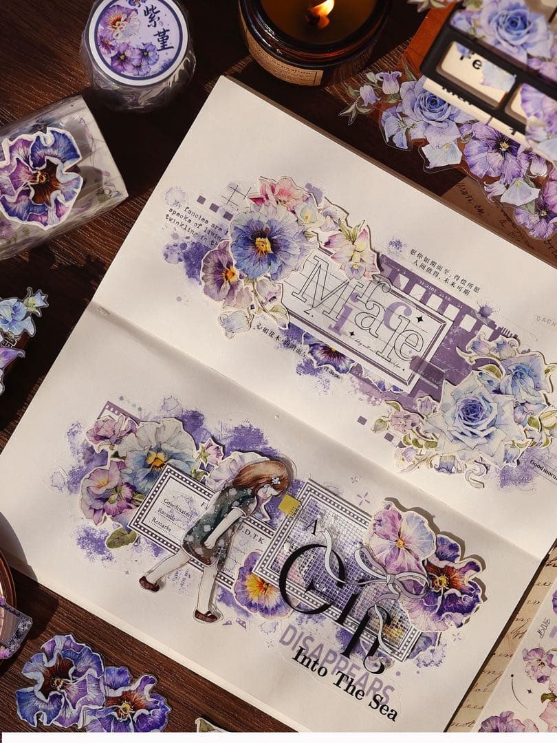 小白家文創《染花落》海外マスキングテープ　マステ 【2211】