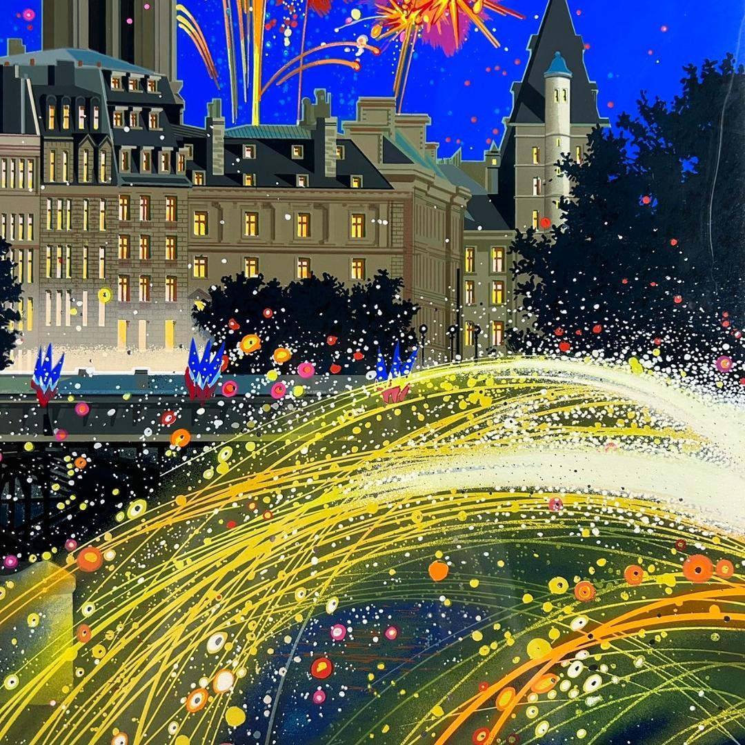 美品 ヒロ・ヤマガタ「パリ祭」大判シルクスクリーン 直筆サイン入り