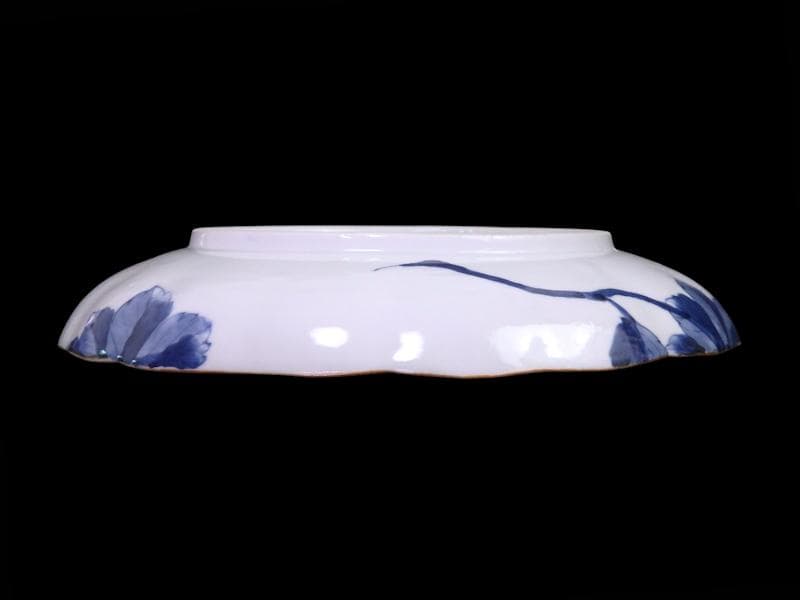 DAj 古伊万里 染付 菊花紋様の図 7寸皿 有田焼 伊万里 焼 違い