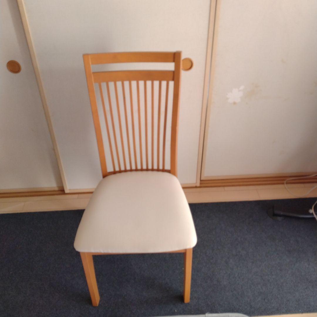 大川家具　木製テーブルと椅子4脚セット