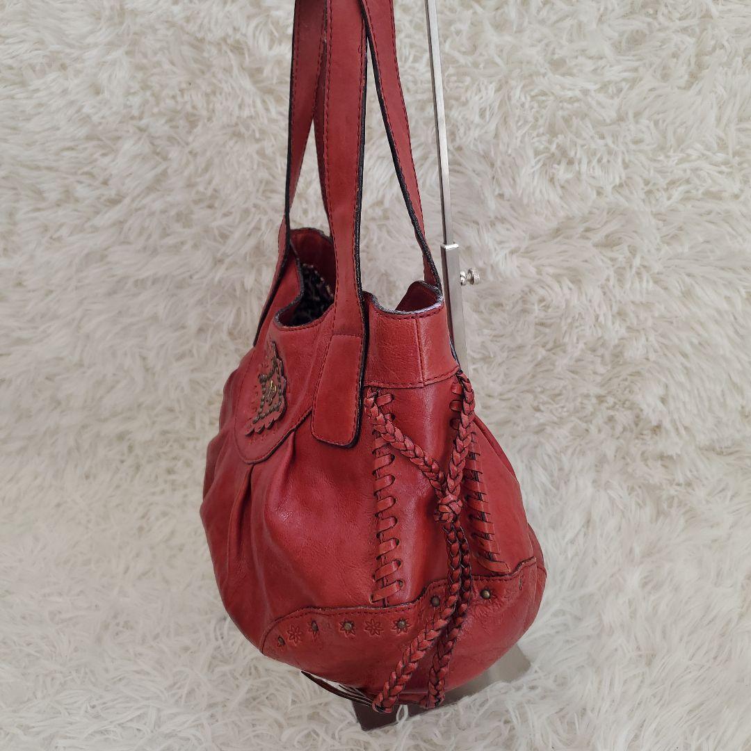 ⭐良品⭐ANNA SUI レザー ショルダーバッグ 赤 バタフライ