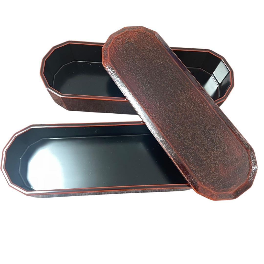 漆器重箱 溜塗り　二段重　木製