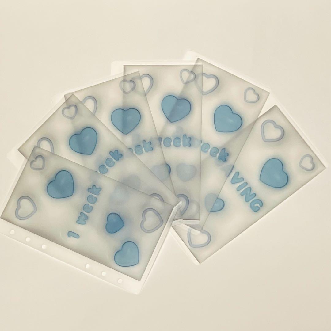 saving リフィル ぷっくりハート 青 水色 家計管理 バインダー貯金