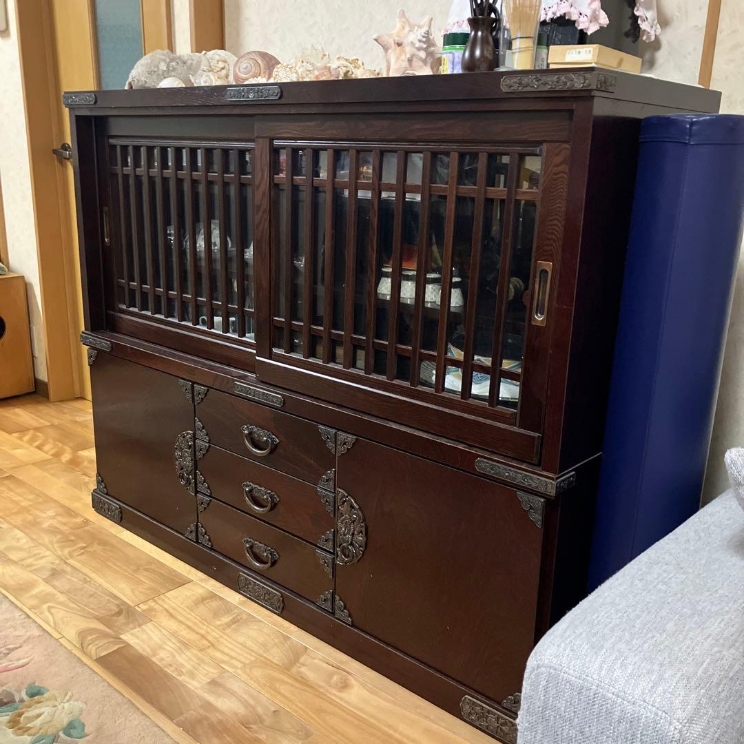 ダークブラウン木製キャビネット 中型