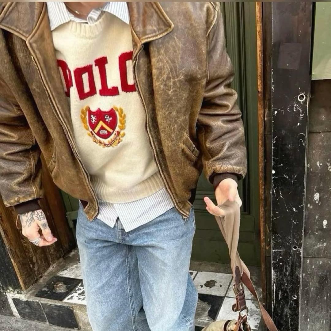 雰囲気抜群 短丈 90s レザージャケット 古着 vintage 本革 A2