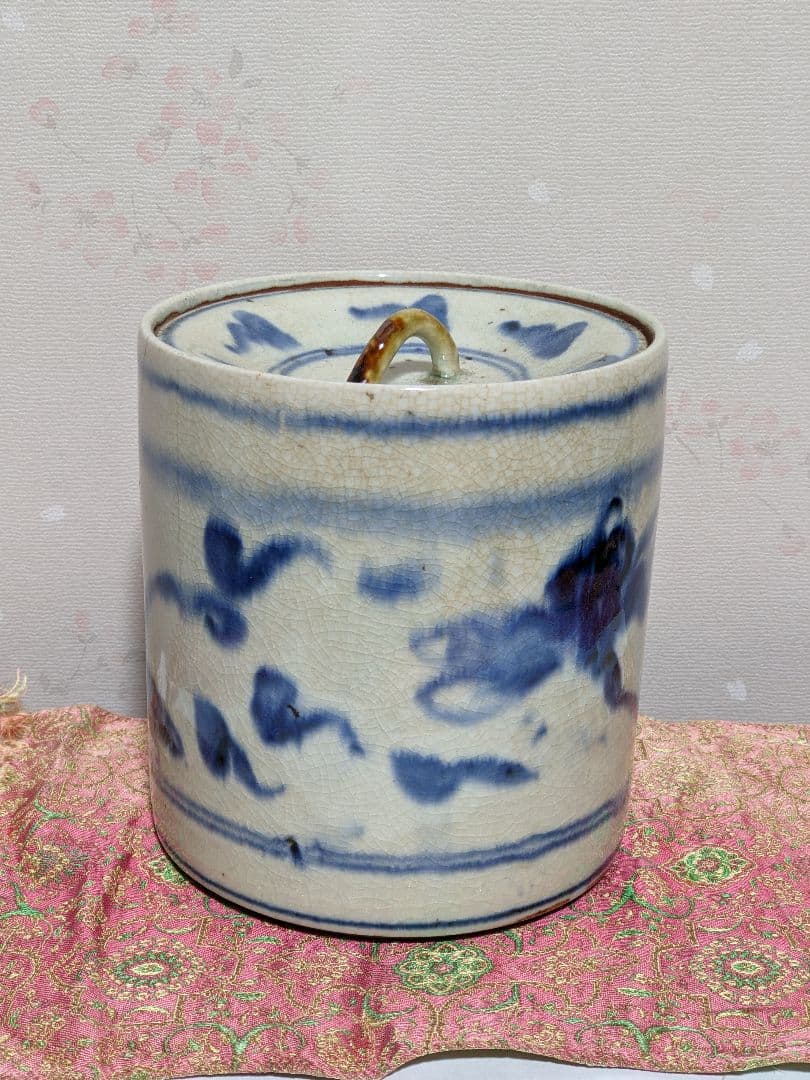 ♦ 安南染付 古渡り 蜻蛉紋 水指 茶道具 古玩 コレクション骨董品アンティーク