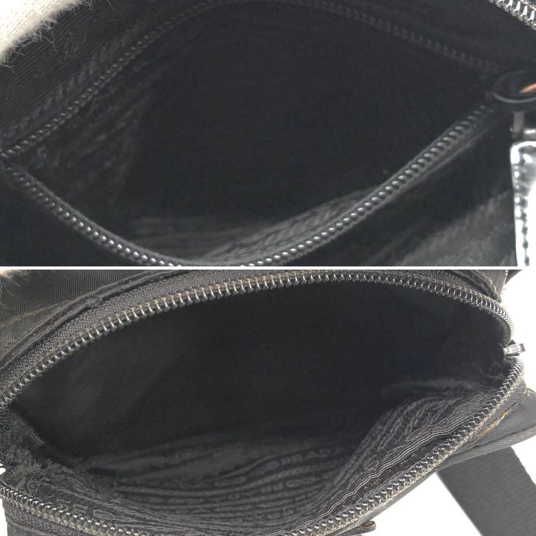 正規品 プラダ ショルダーバッグ 三角ロゴ 白タグ 斜め掛け ユニセックス 黒