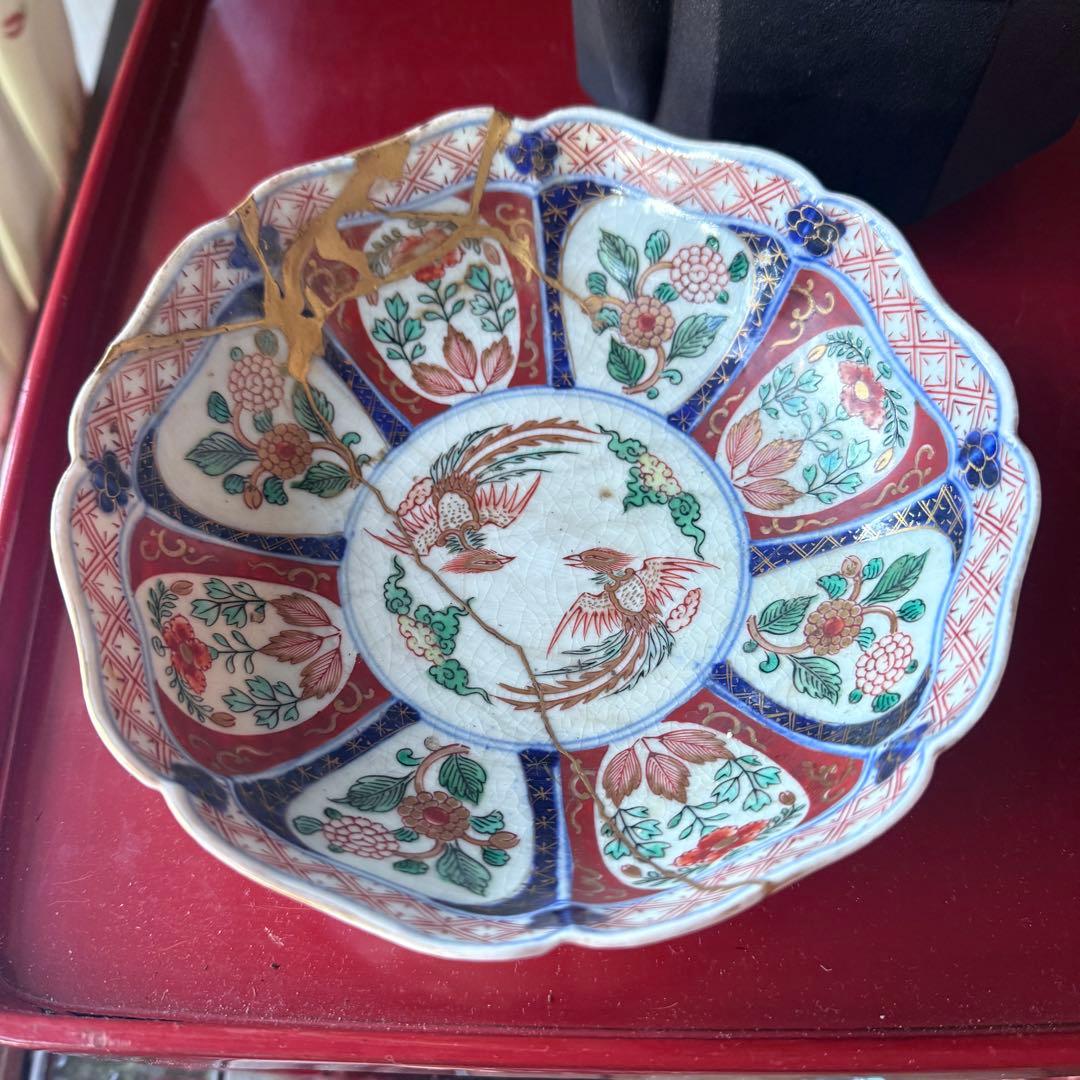 2189様感謝‼️節目に明治上手柿右衛門手『桐花鳳凰文様』切支丹皿松梅