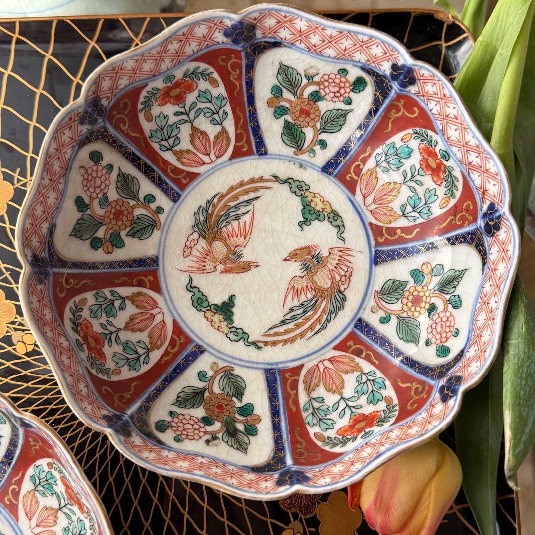 2189様感謝‼️節目に明治上手柿右衛門手『桐花鳳凰文様』切支丹皿松梅