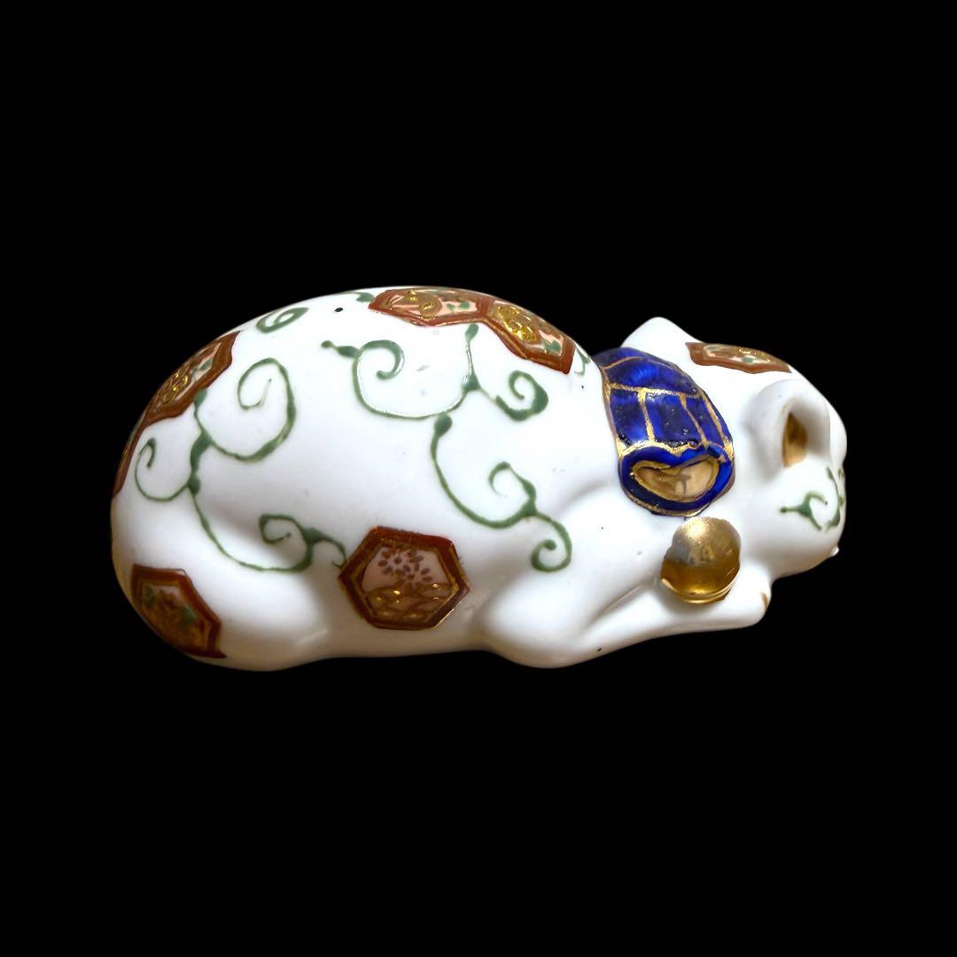 《レア》伊万里焼 陶器製 金彩色絵金襴手 親子眠り猫 ペア セット まとめ売り