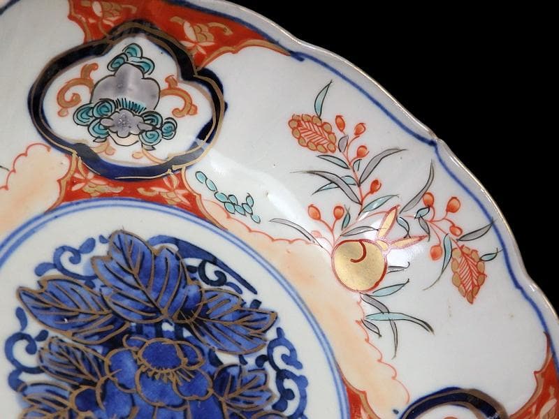 古伊万里 色絵 窓絵獅子 秋草に兎の図 膾皿 5客 D049AS-