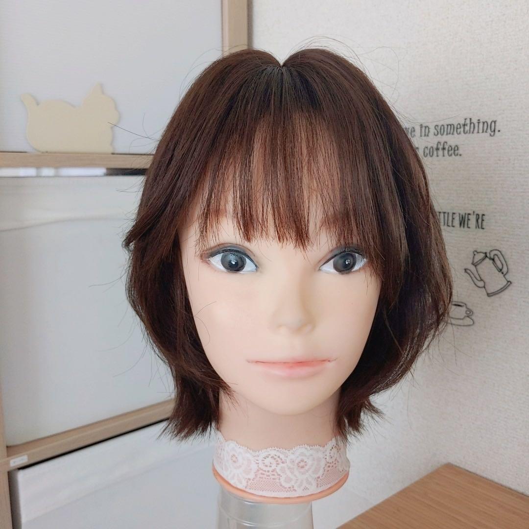 ☆サラサラ人毛100%ウイッグ☆I型ツムジ　外ハネレイヤー　ブラウン　ウイッグ