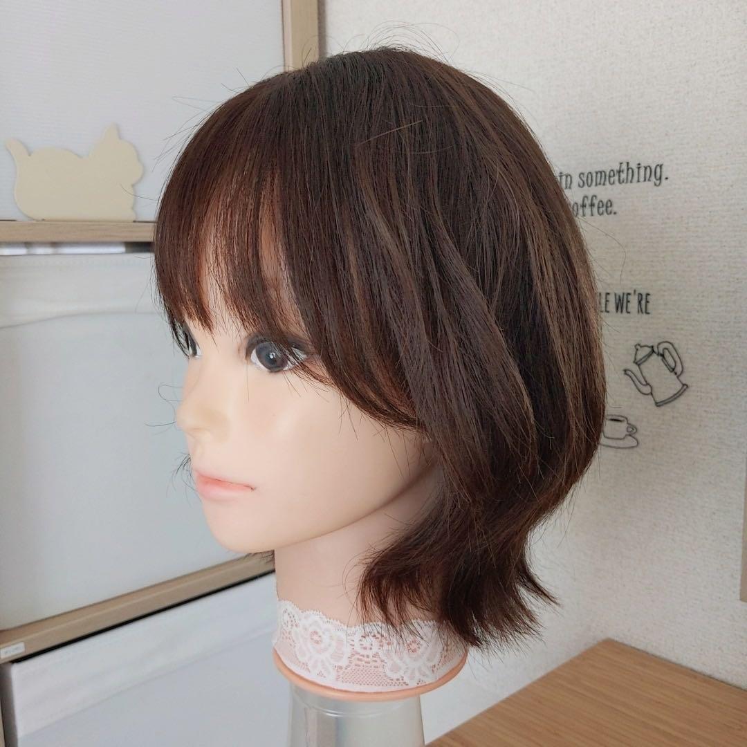 ☆サラサラ人毛100%ウイッグ☆I型ツムジ　外ハネレイヤー　ブラウン　ウイッグ