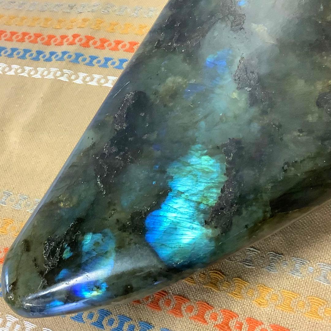 前世の記憶、魂の学び】特大サイズ！天然石 ラブラドライト 原石置き物