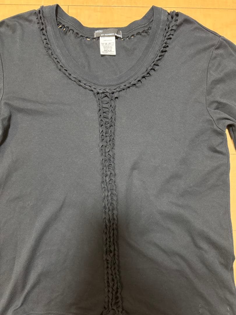 n（n） NUMBER（N）INE ナンバーナイン 編み込み Tシャツ XL 黒