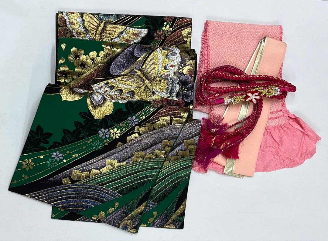 振り袖 フルセット 金彩加工 長襦袢付 刺繍入り 金通し 赤 花 664