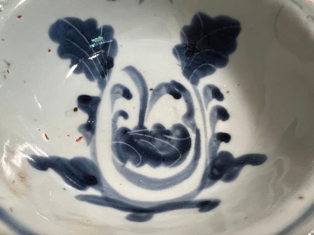 中国 明朝 古染付 ナズナ文様 魯山人 愛玩 向付 懐石 茶道 骨董 古美術