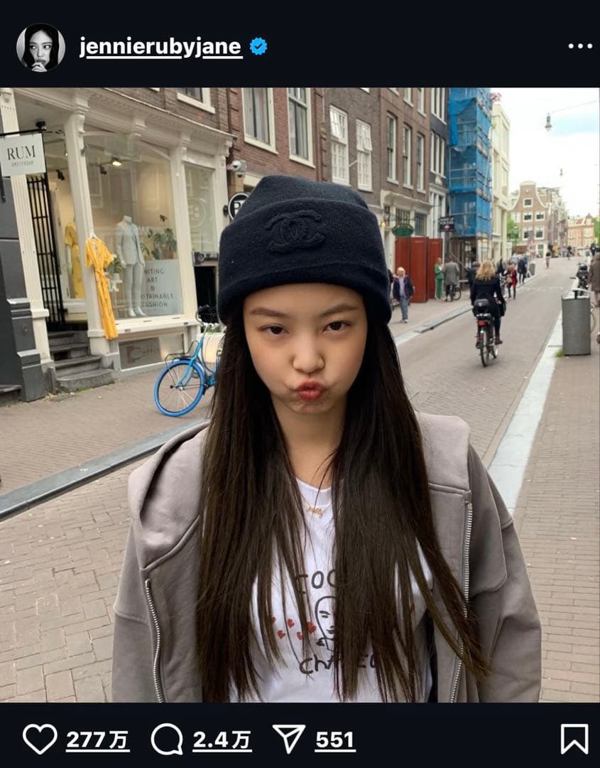 CHANEL シャネル ニット帽 ビーニー ブラック ジェニ着用