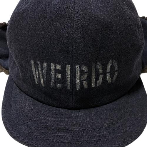 希少美品 WEIRDO デッキキャップ ネイビーL ステンシル イヤーマフ