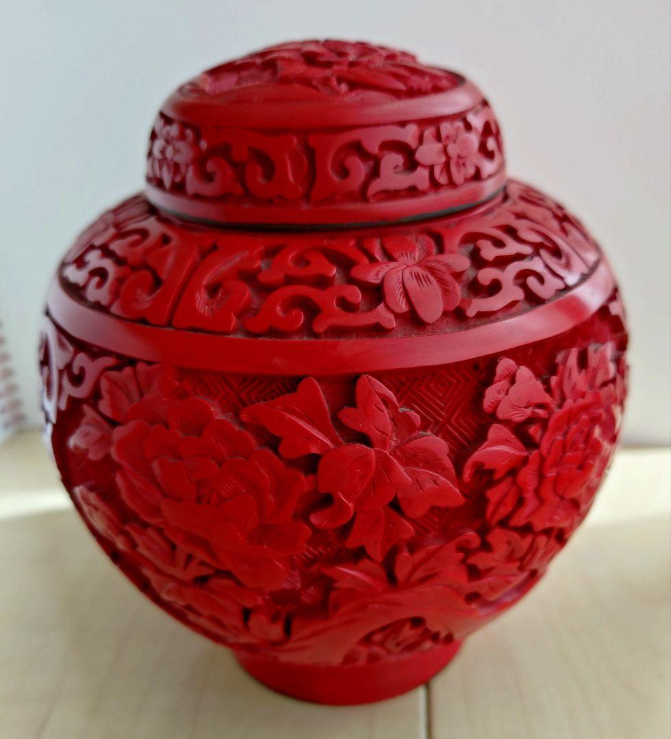 中国堆朱 壺 骨董品