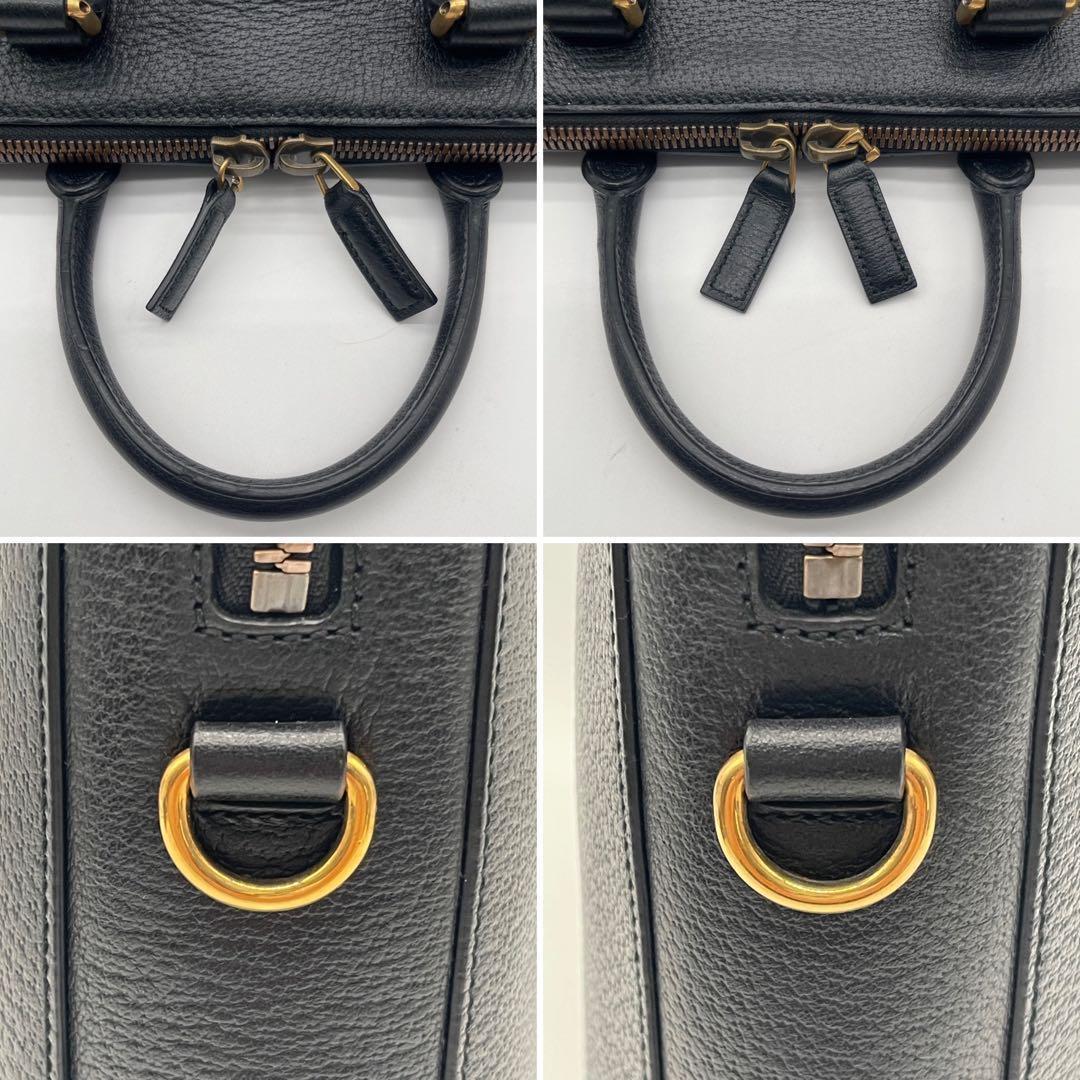 【GUCCI】ウェブ付ブリーフケース ビジネスバッグ 2WAY レザー ブラック