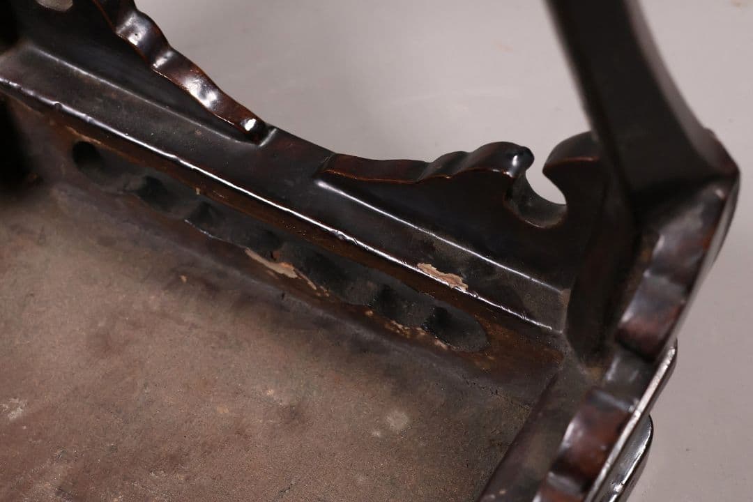 時代 木製 漆塗 春日卓 高34.8cm 高卓 花台 経机【MA823】