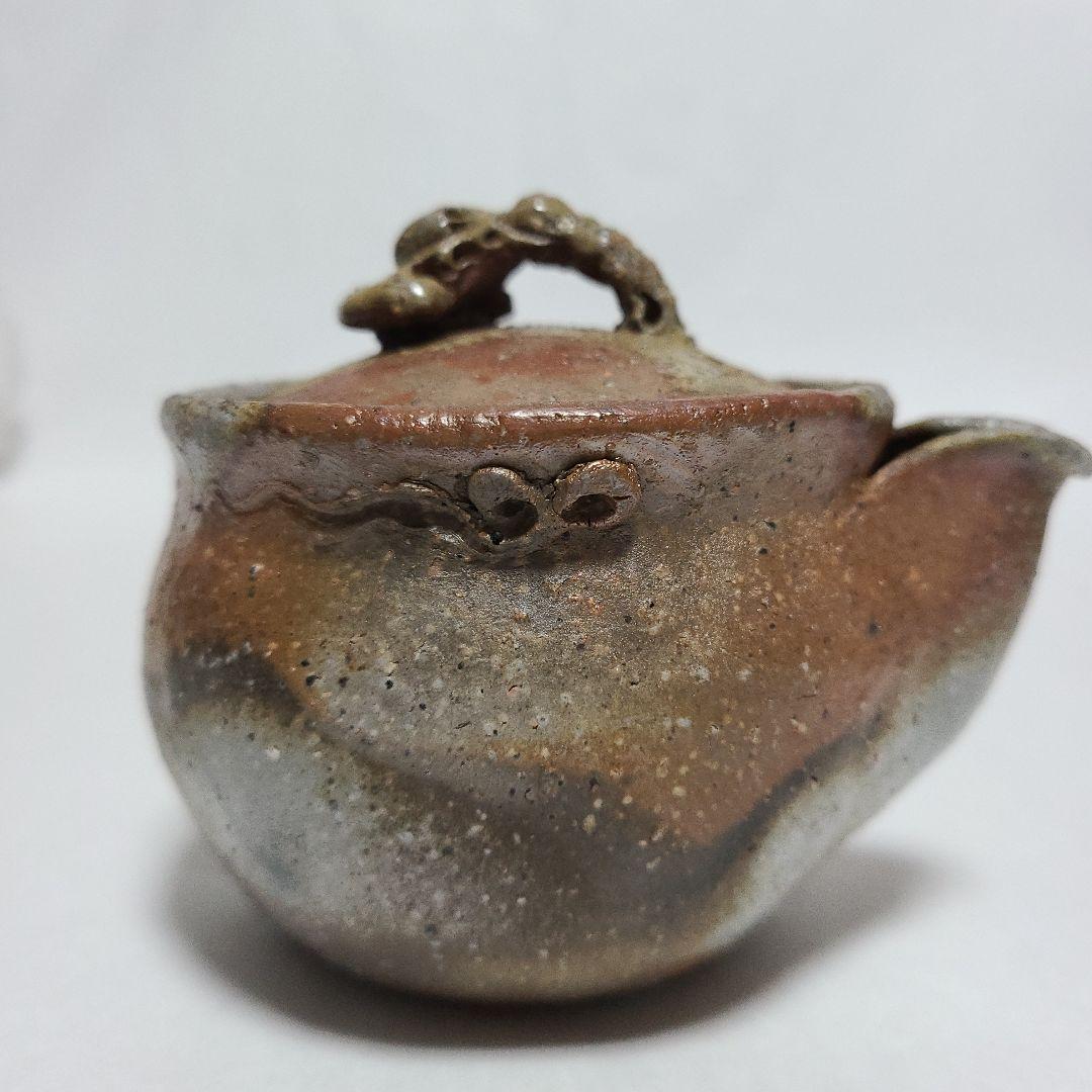 ■ 備前焼 茸 宝瓶 青 在銘　茶道具 煎茶器 青備前