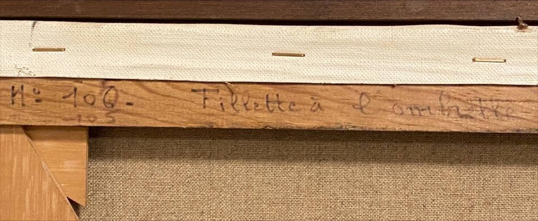 「真作」ルイス・ラマルク 【日傘の少女】 女性像 人物画　油彩画　額装　F12号