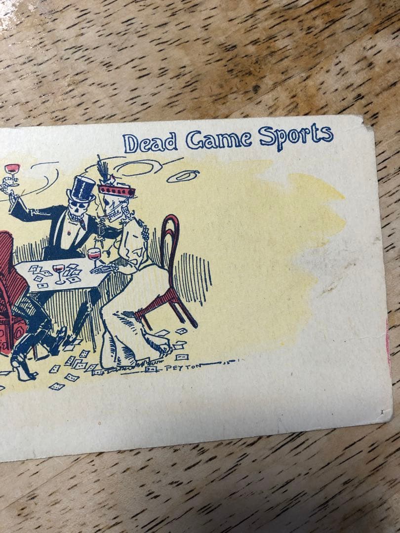 アンティーク 19s スカル 髑髏 骸骨 ポストカード ネイバーフッド レトロ