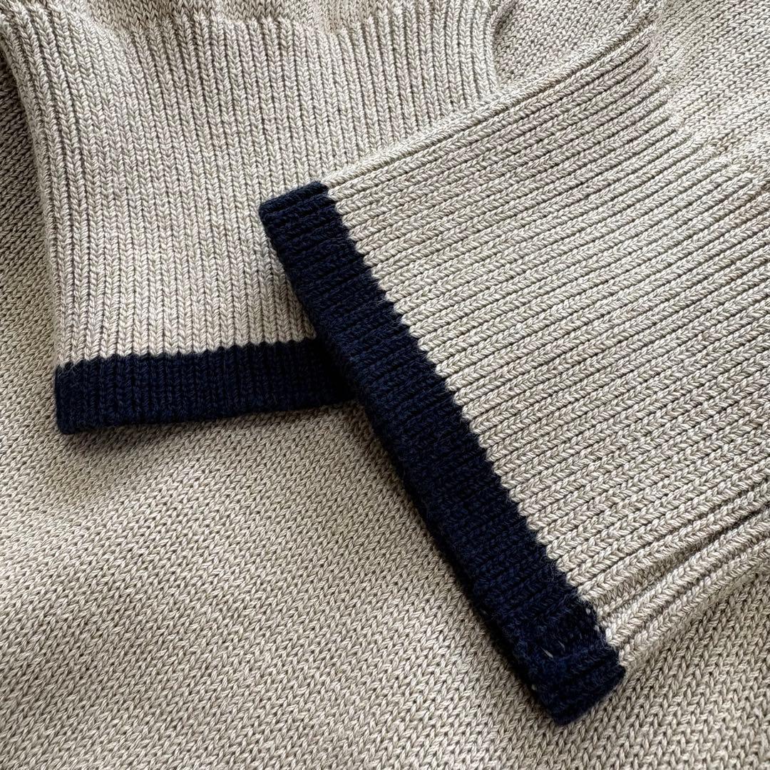 PEARLY GATES ニット セーター 編み込みロゴ ベージュ　サイズ2