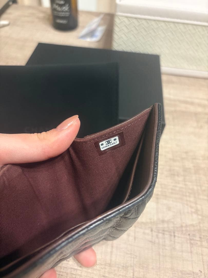 CHANEL キャビアスキン 三つ折り財布 黒