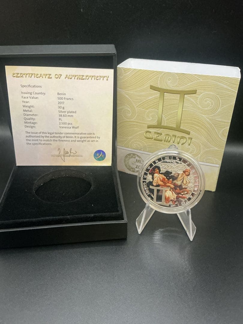 ミュシャ × 黄道十二宮 ― 双子宮（ふたご座）　銀メッキ付き白銅貨