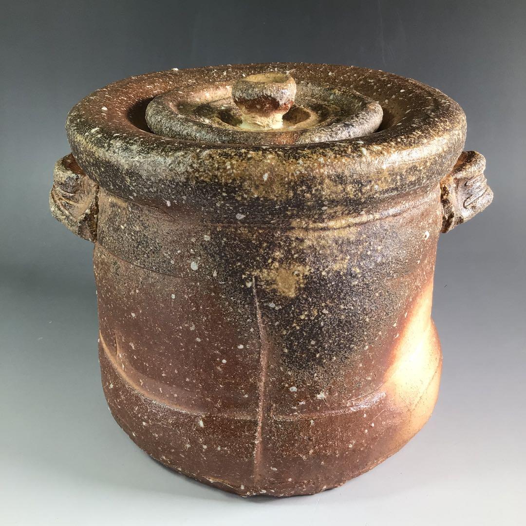 Ｒ６５４　水指　『信楽焼』『上田光春造』『表千家　堀内宗心（兼中斎）箱書』　共箱