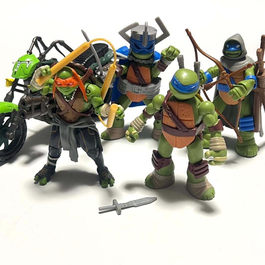 TMNT タートルズ フィギュア レオナルド3体 ミケランジェロ バイク