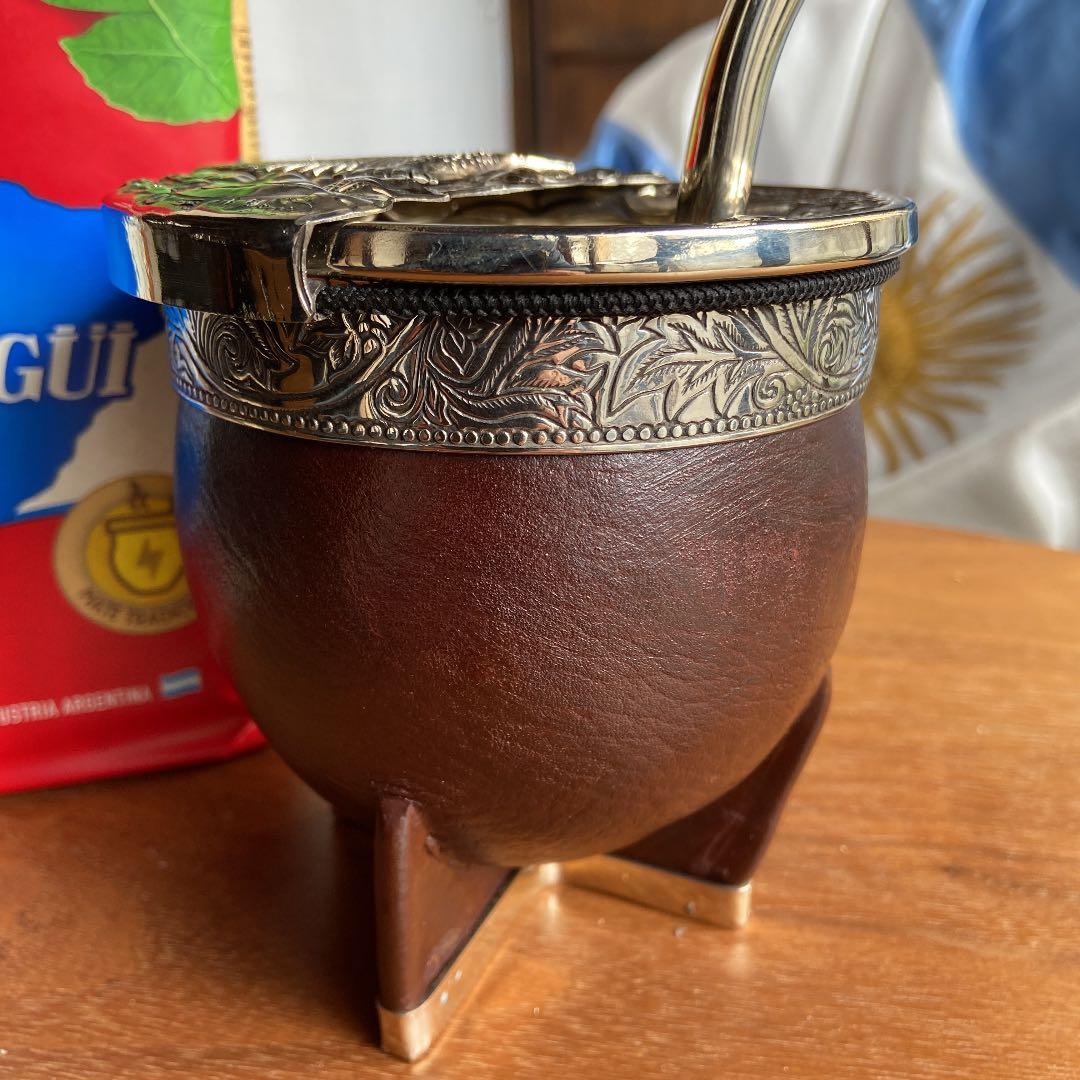 マテ壺、ボンビージャ、茶葉セットアルゼンチン製